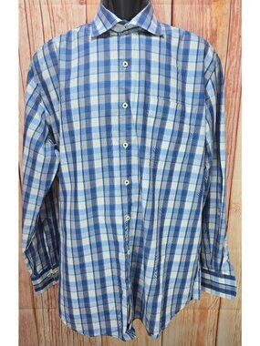 Peter Millar Mens Blue Long Sleeve Shirt Large